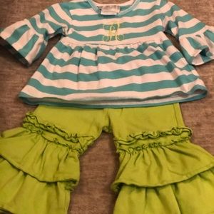 12 month girl boutique embroidered with an R